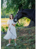 Puffy Sleeves Organza Short Flower Girl Dress